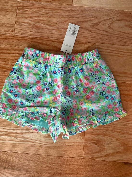 Janie and Jack Other - Girls' Floral Aqua Ruffle Shorts